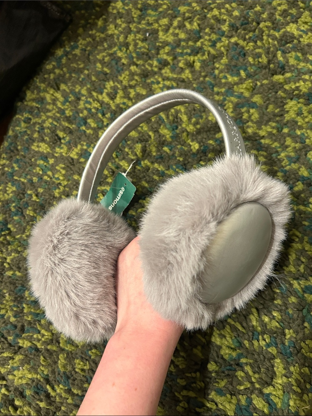 NWT Simons Fluffy Silver Earmuffs